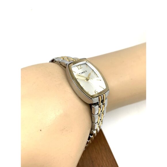Timex Women's Watch TW2T50200 Quartz Silver Dial Rectangle Two Tone Steel 21mm - Picture 6 of 14